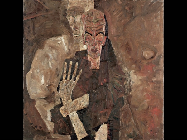 에곤 쉴레, 「자기 성찰자Ⅱ(죽음과 남자)」, 캔버스에 유채, 80×80㎝, 1911.